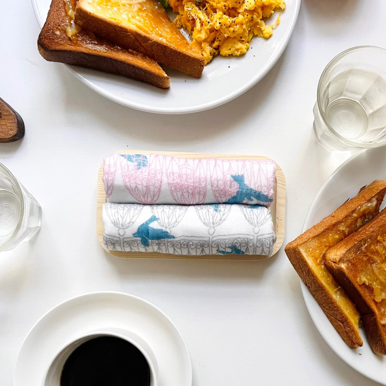 Shirayuki Japanese Fine Mesh Kitchen Cloth - Gray Blue Birds