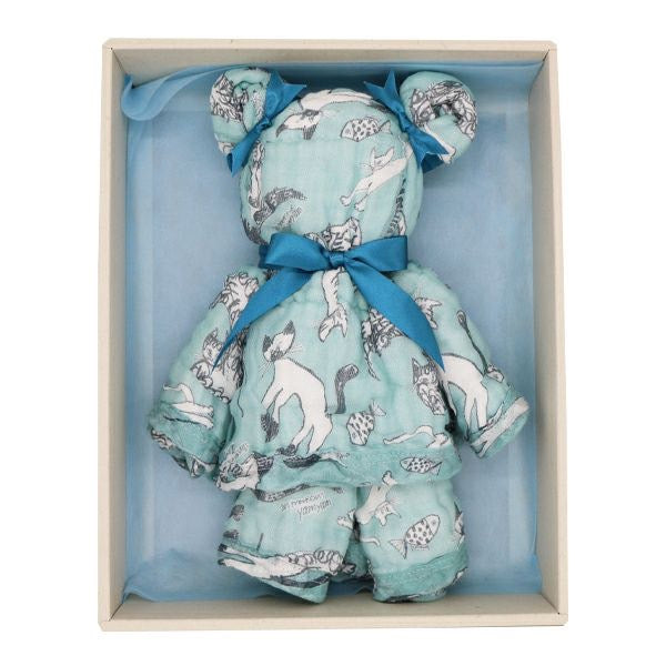 Shirayuki Japanese Baby Bath Towel (Blue, Meow Meow)