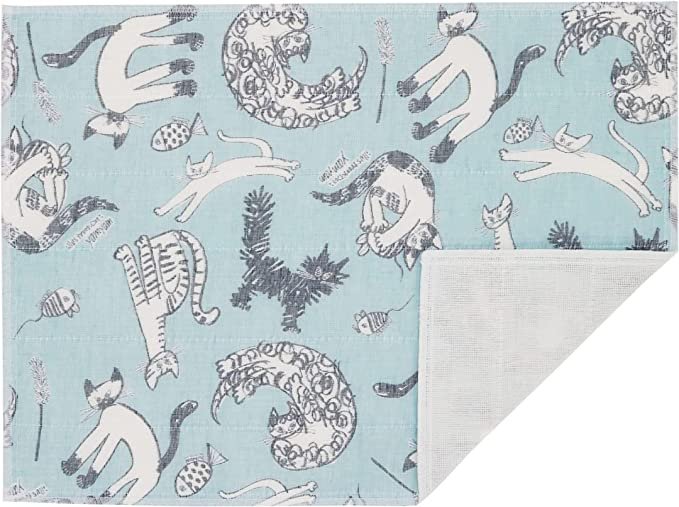 Shirayuki Japanese Fine Mesh Kitchen Cloth - Blue Meow Meow