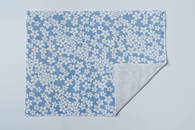 Shirayuki Japanese Fine Mesh Kitchen Cloth - Blue Cherry Blossoms