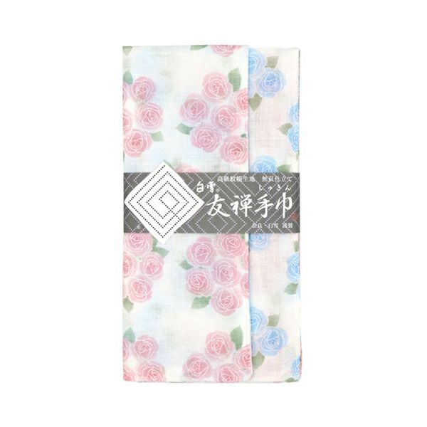 LIMITED / DISCONTINUED: Shirayuki Japanese Tea Towel - Pink & Blue Roses