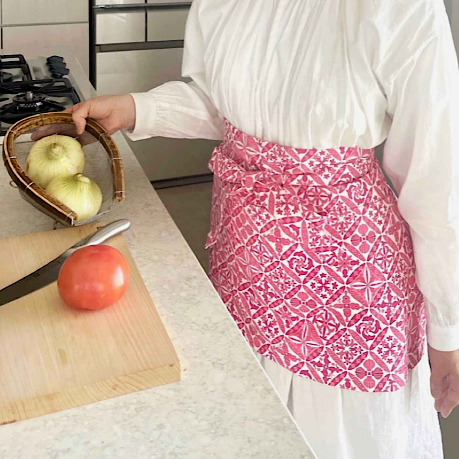 Shirayuki Waist Apron with four big pockets(Hawaian Hibiscus)