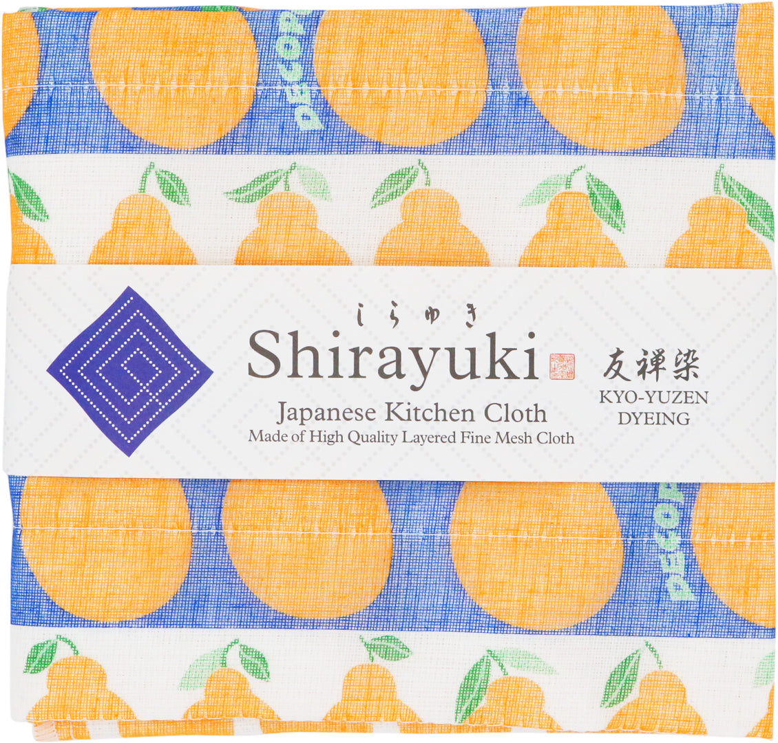 Shirayuki Kitchen Cloth - 100% Natural Handmade Mesh Cloth Made in Japan - Reusable & Biodegradable (Decopon Fruit)