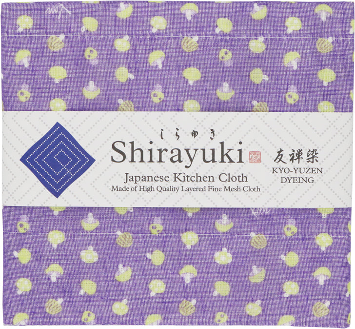 Shirayuki Japanese Fine Mesh Kitchen Cloth - Violet Mushrooms
