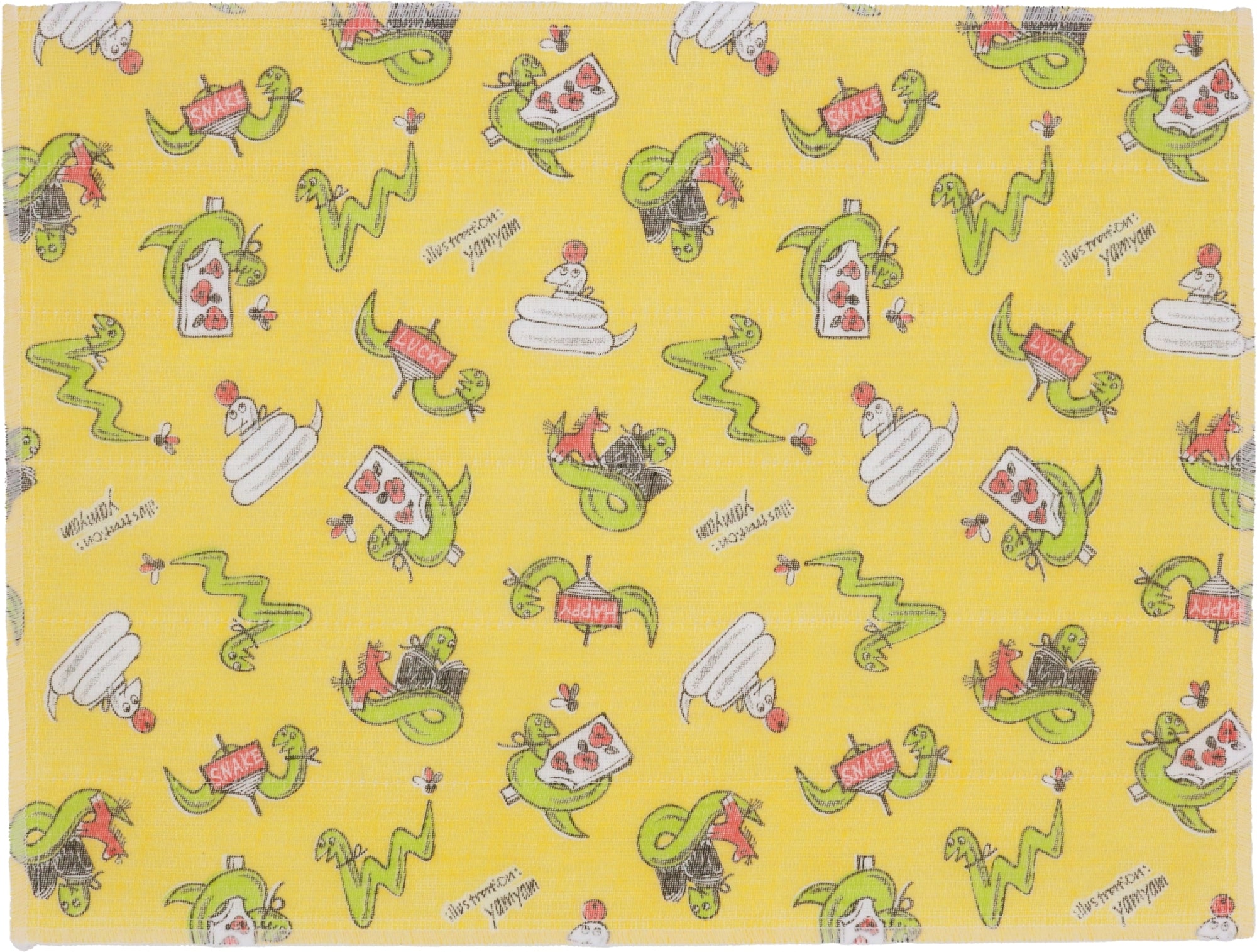 ★Limited Edition★ Shirayuki Japanese Fine Mesh Kitchen Cloth - Yellow Hello, Snake!!