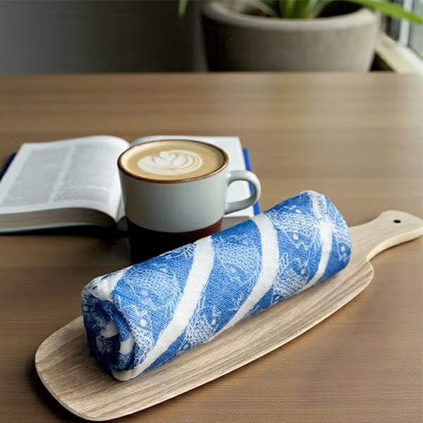 Shirayuki Japanese Fine Mesh Kitchen Cloth - Aquarium Fish Line, Aqua Blue