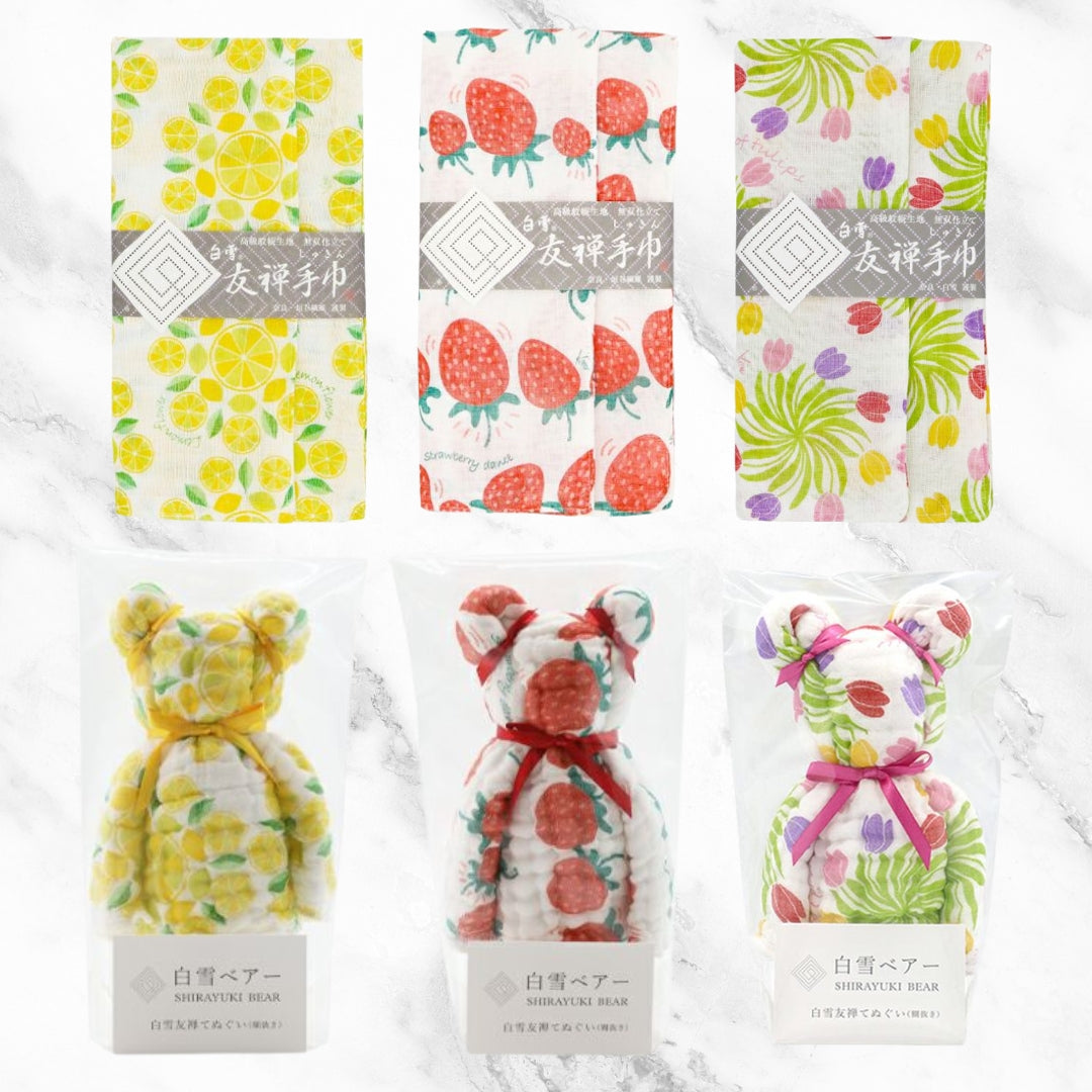 Shirayuki 2025 Holiday Gift Set (3 Tea Towels + 3 Mini Bear Hand Towels)