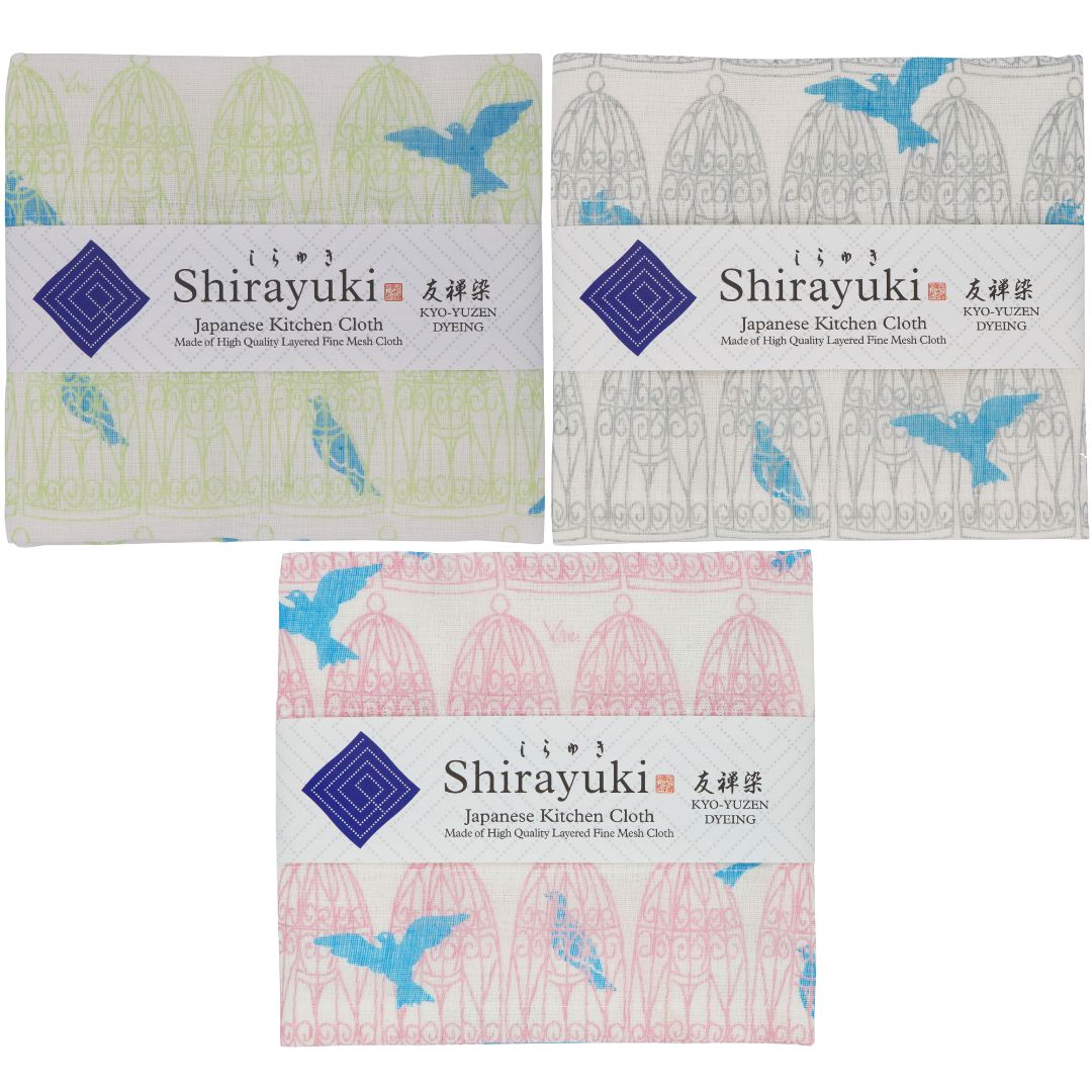 Shirayuki Japanese Kitchen Cloth 3-Pack Set: Blue Birds