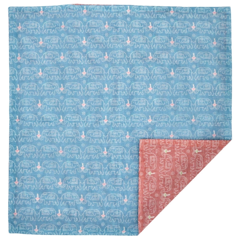 Shirayuki Japanese Tea Towel - Blue & Red Buddha