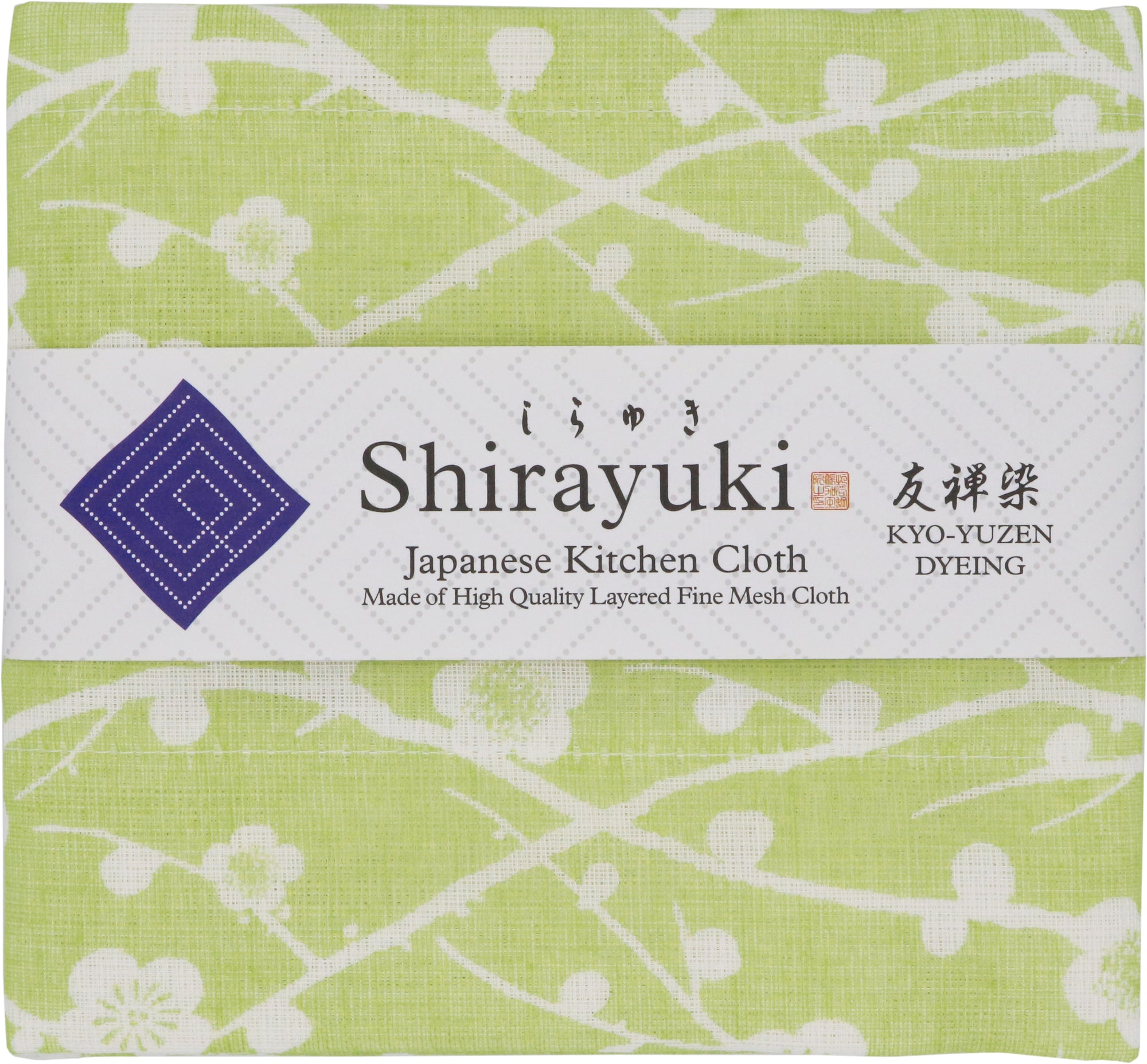 Shirayuki Japanese Fine Mesh Kitchen Cloth - Lime Green Plum Tree