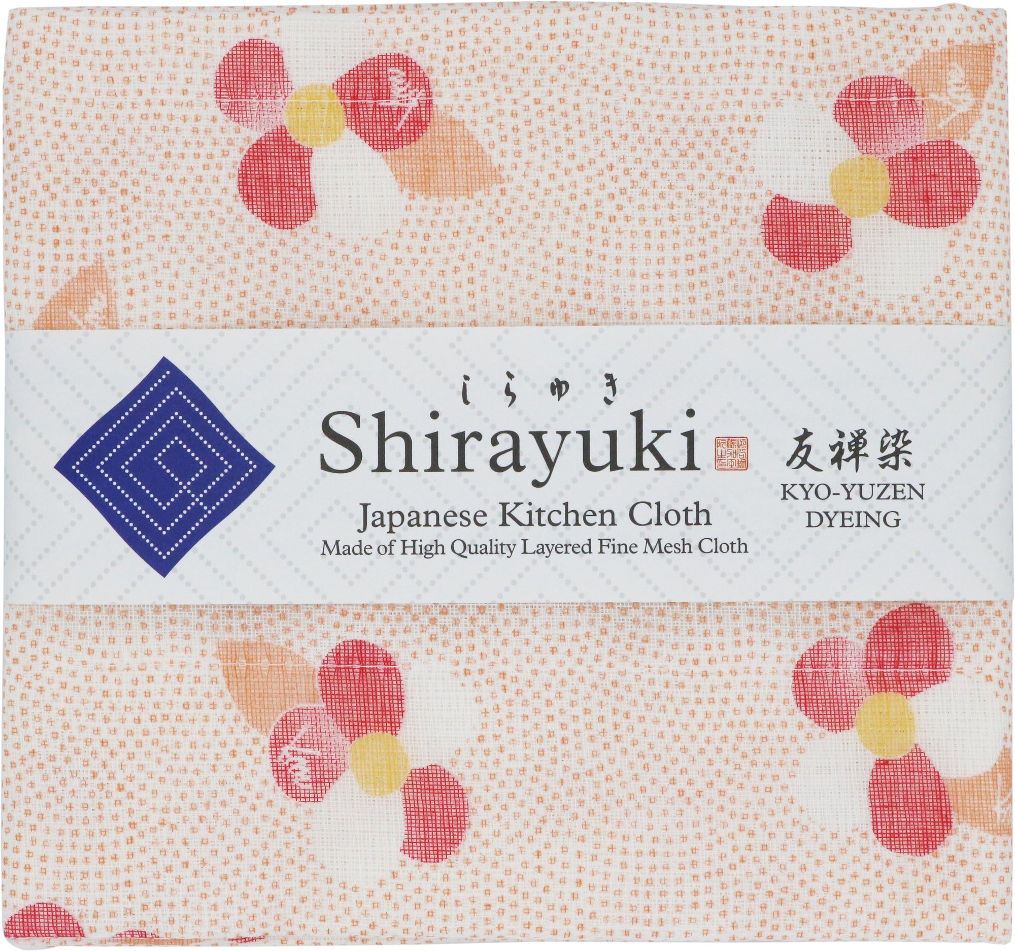 Shirayuki Japanese Fine Mesh Kitchen Cloth - Peach Camellia