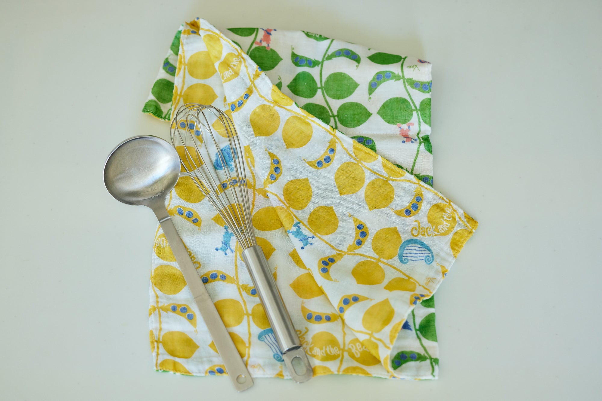 Shirayuki Japanese Tea Towel - Yellow & Green Jack and The Beanstalk