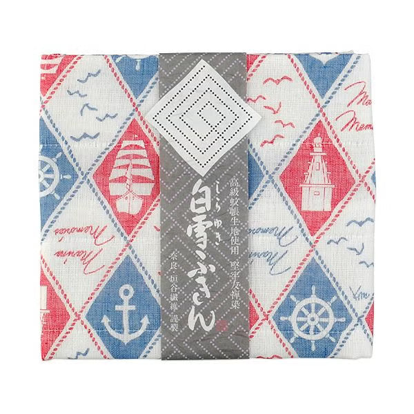 Shirayuki Japanese Fine Mesh Kitchen Cloth - Red & Blue Marine Memories