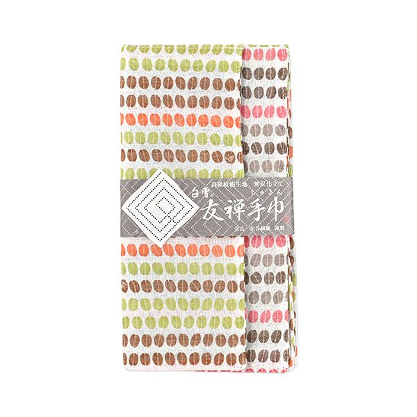 Shirayuki Japanese Tea Towel - Orange & Pink Coffee Beans