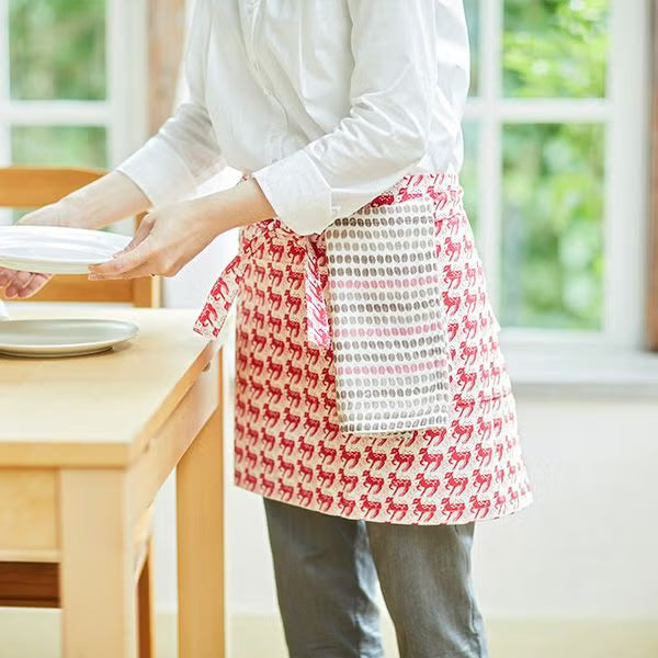Shirayuki Japanese Tea Towel - Orange & Pink Coffee Beans
