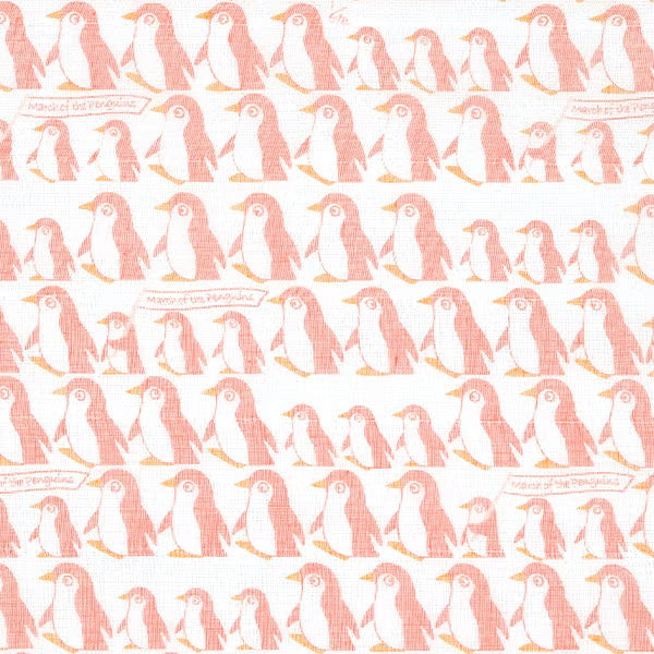 Shirayuki Japanese Fine Mesh Kitchen Cloth - March of the Penguins, Ice Pink