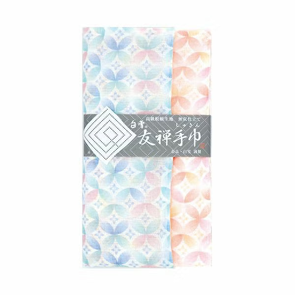LIMITED EDITION: Shirayuki Japanese Tea Towel - Sky Blue & Soft Pink Seven Treasures (Shippō)