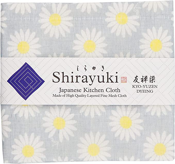 Shirayuki Japanese Kitchen Cloth. Made of Fine Layered Mesh Cloth. Dish Wipe, Table Wipe. Made in Japan (Pearl Gray, Margaret)