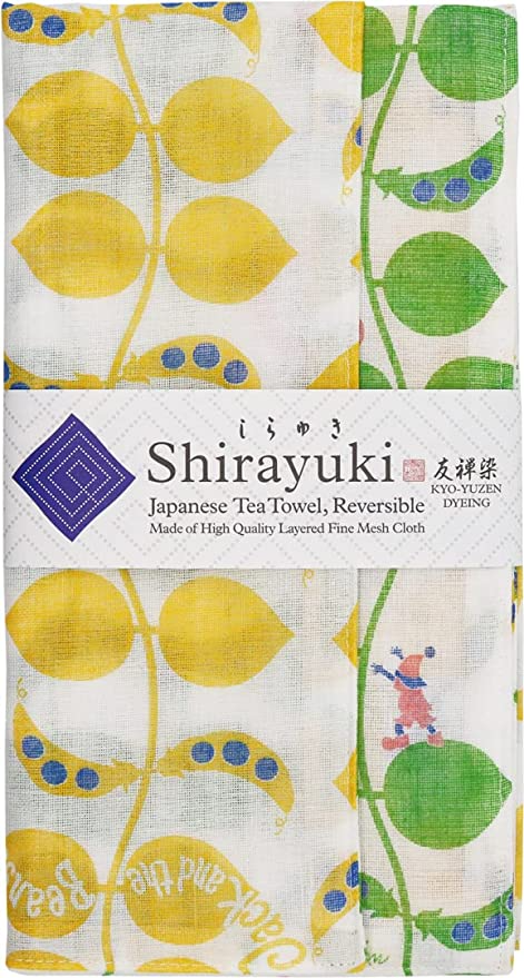 Shirayuki Japanese Tea Towel - Yellow & Green Jack and The Beanstalk