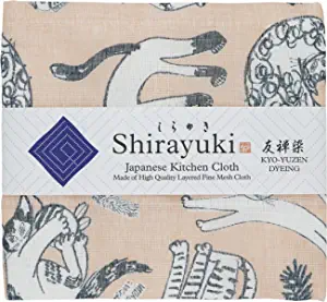 Shirayuki Japanese Fine Mesh Kitchen Cloth - Beige Meow Meow