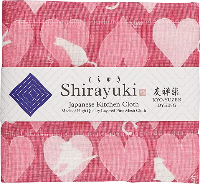 Shirayuki Japanese Kitchen Cloth. Made of Fine Layered Mesh Cloth. Dish Wipe, Table Wipe. Made in Japan (Cherry, Cat)