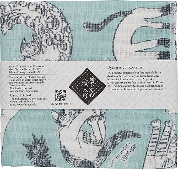 Shirayuki Japanese Fine Mesh Kitchen Cloth - Blue Meow Meow