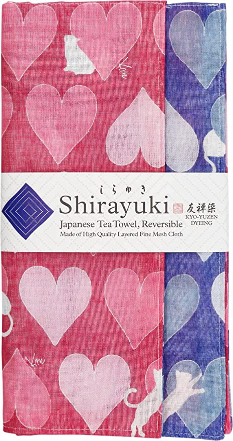 Shirayuki Japanese Tea Towel - Cherry & Blueberry Cat