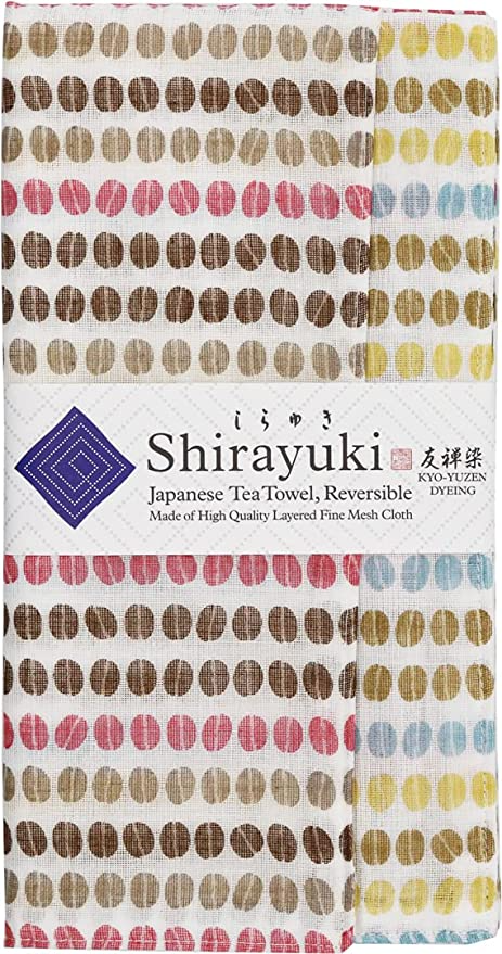 Shirayuki Japanese Tea Towel(Pink & Blue, Coffee Beans)