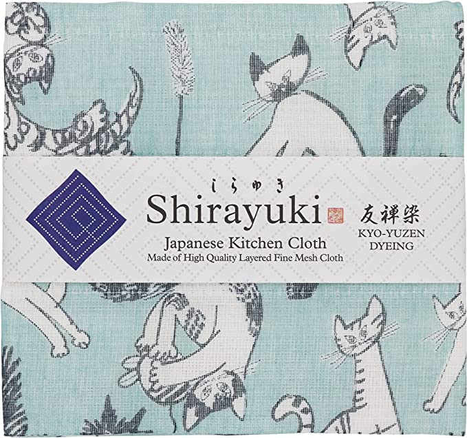 Shirayuki Japanese Fine Mesh Kitchen Cloth - Blue Meow Meow