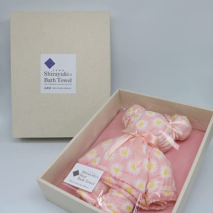 Shirayuki Japanese Bath Towel (Pink, Margaret flower)
