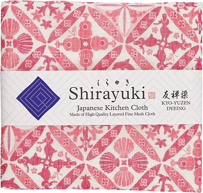Shirayuki Japanese Kitchen Cloth. Made of Fine Layered Mesh Cloth. Dish Wipe, Table Wipe. Made in Japan (Hibiscus, Hawaian)